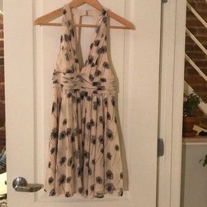 Halter dress with low plunge neckline